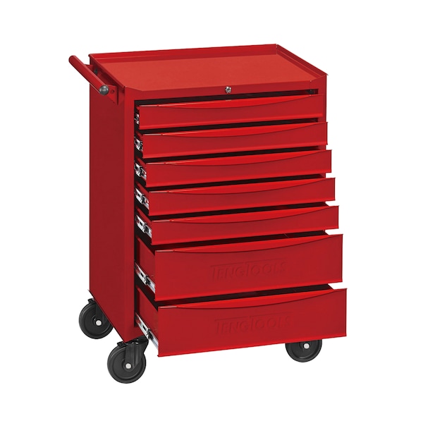 7 Series Roller Tool Cabinet, 7 Drawer, Red, Steel, 26 in W x 18 in D x 37 in H